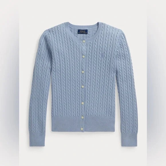 Polo by Ralph Lauren Women's Light Blue Cable-Knit Cardigan - Picture 1 of 3